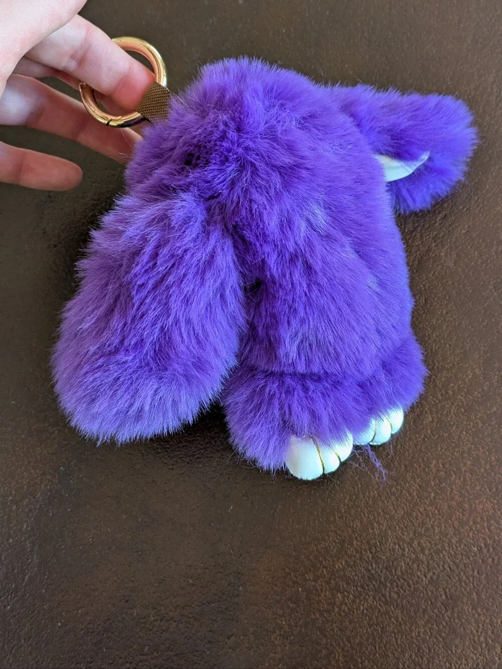 NWOT Soft Purple Bunny Fur Keychain Plush for Kids